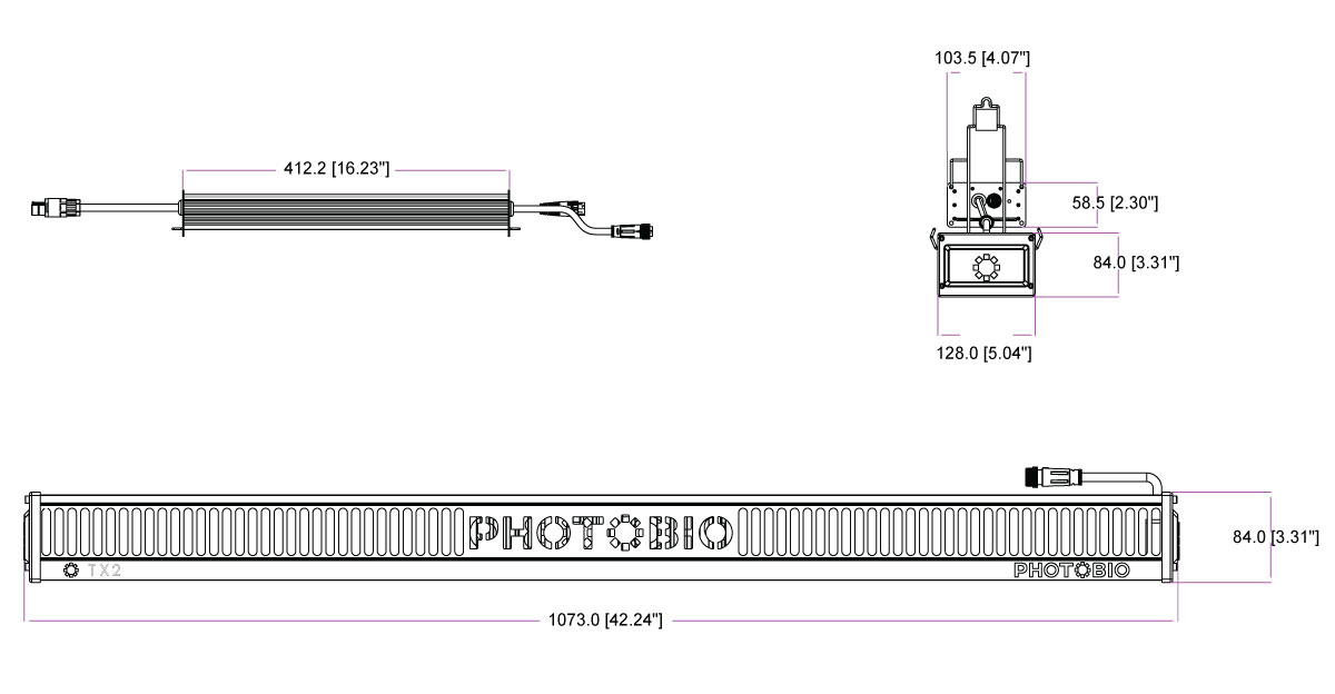 PHOTOBIO TX2 Dimensions